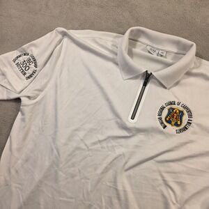 AKWA Quarter Zip Polo Mens 2XL White Excellent Michigan Carpenters Union Shirt